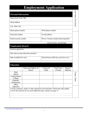 Employment Application Form