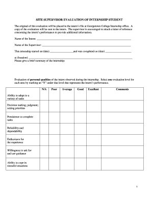 Internship completion letter template word - IN Site Supervisor Evaluation of Internship Form - georgetowncollege