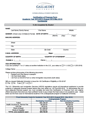 Certification of Finances Form