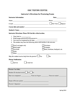Instructor’s Directions for Proctoring Exams