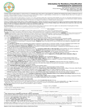 Florida Residency Classification Form