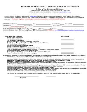 Florida Residency Reclassification Form