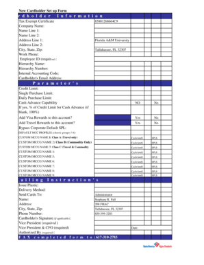 Cardholder Setup Form