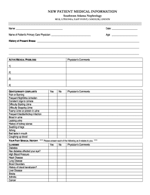 New Patient Medical Information Form