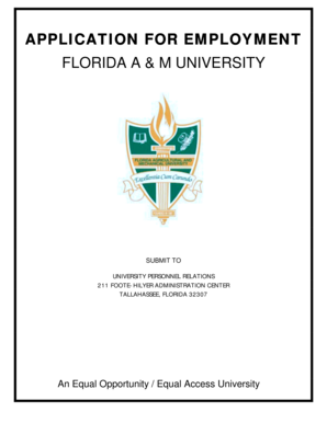 Florida A&M University Employment Application