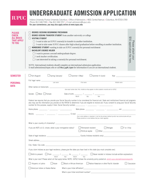 Indiana University Undergraduate Admission Application