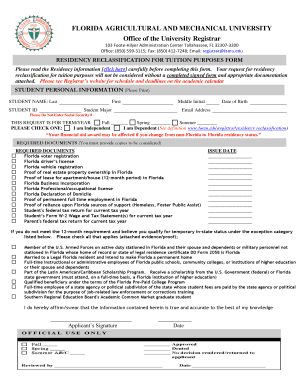 Florida Residency Reclassification Form