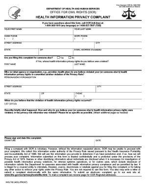 Health Information Privacy Complaint Form