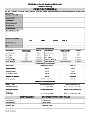 Florida A&M University Housing Cancellation Form