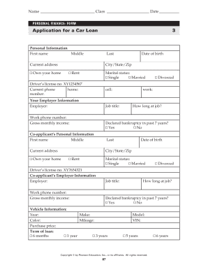 Application for a Car Loan
