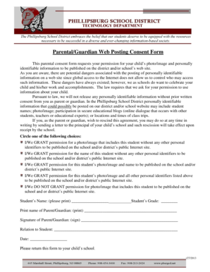 Phillipsburg School District Parental Consent Form