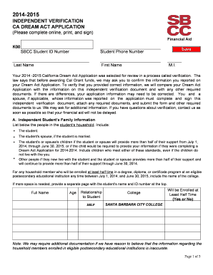California Dream Act Verification Form
