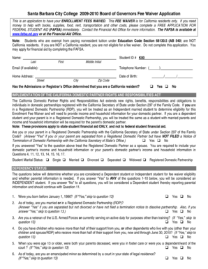 Santa Barbara City College Board of Governors Fee Waiver Application