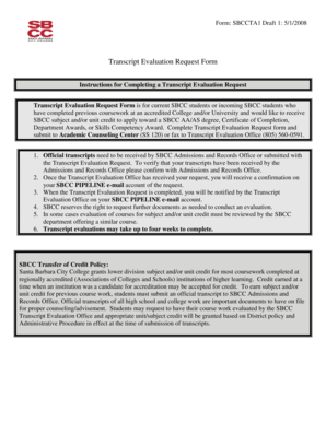 Transcript Evaluation Request Form