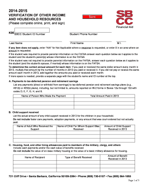 Verification of Other Income and Household Resources