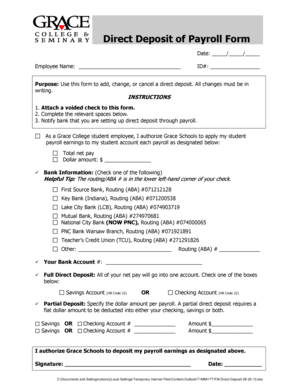 Direct Deposit Payroll Form
