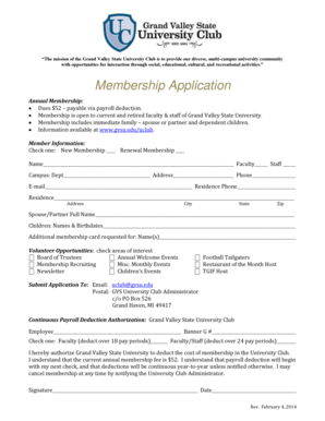 Fillable Online gvsu Membership Application - Grand Valley State ...