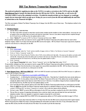 IRS Tax Return Transcript Request