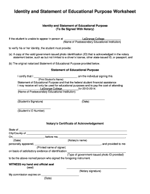 Identity and Statement of Educational Purpose Form