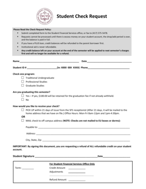 Student Check Request Form