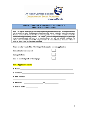 Application for Humanitarian Assistance Towards Flood Damage