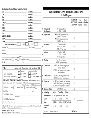 ASQ Recertification Journal Application