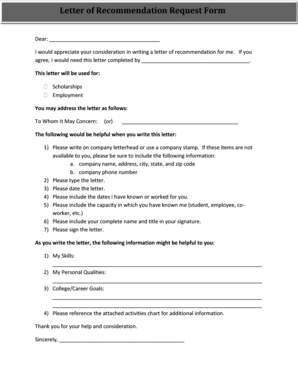 Letter of Recommendation Request Form