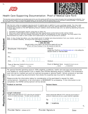 Health Care FSA Supporting Documentation Form