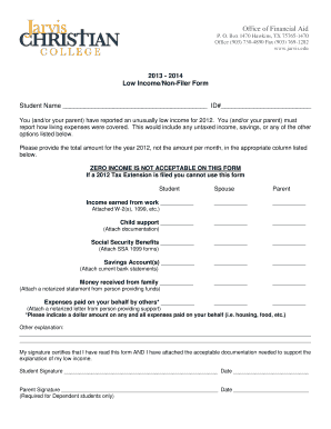 Low Income Non-Filer Form
