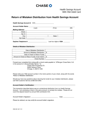 Return of Mistaken Distribution from Health Savings Account