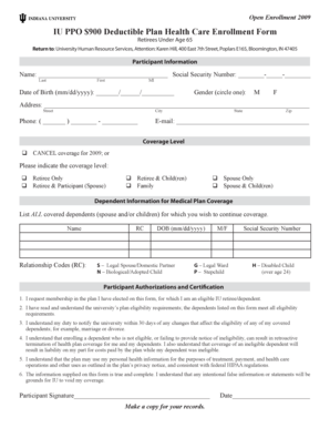 IU PPO Health Care Enrollment Form