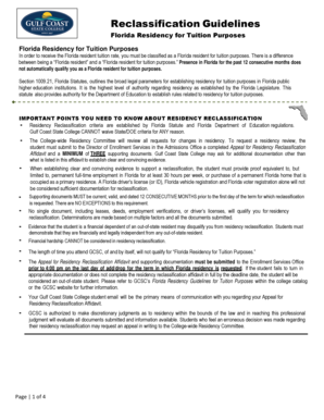 Florida Residency Reclassification Affidavit