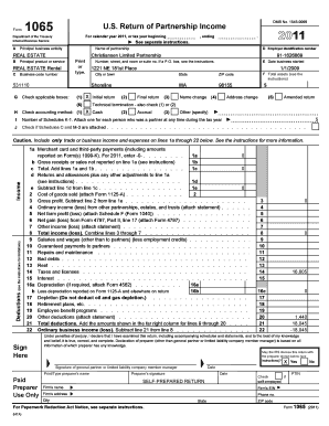 Form 1065 US Partnership Tax Return