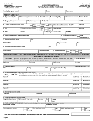 Standard Form 86 Questionnaire for National Security Positions