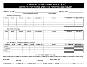 LAX Monthly Motor Vehicle Operating Permit Change Request