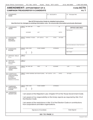 Texas Campaign Treasurer Appointment Form ACTA