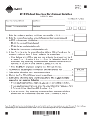 Montana Child and Dependent Care Expense Deduction Form 2441-M