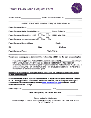 Parent PLUS Loan Request Form