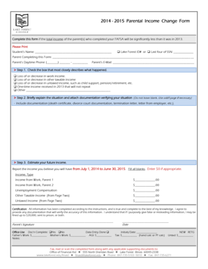 Parental Income Change Form