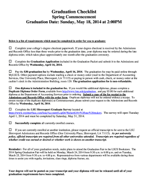 Spring Graduation Checklist