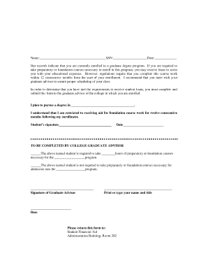 Graduate Student Loan Eligibility Form