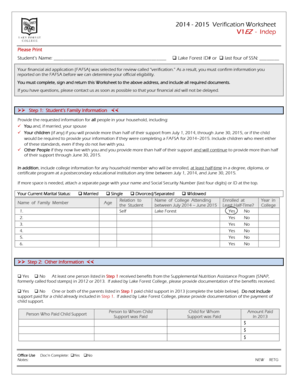 2014-2015 Verification Worksheet