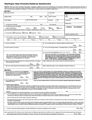 Washington State University Residency Questionnaire