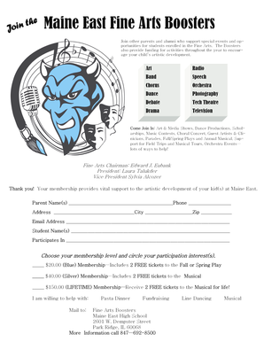 Fine Arts Boosters Membership Form 2013-14 - Maine East High ...