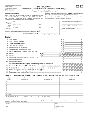 Connecticut Quarterly Reconciliation of Withholding