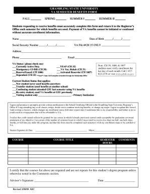 VA Semester Benefits Form