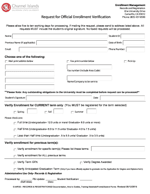 Enrollment Verification Request Form