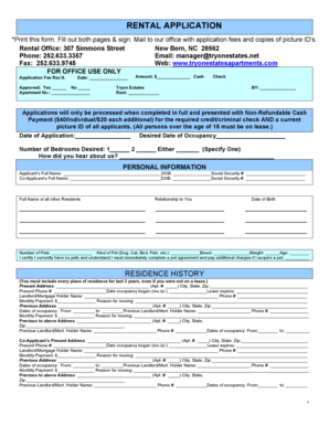 Rental Application Form
