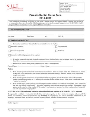 Parent’s Marital Status Form