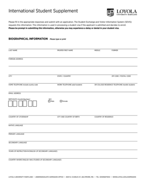 International Student Supplement Form